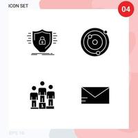 4 conceito de glifo sólido para sites móveis e aplicativos defesa pedestal segurança galáxia vencedores elementos de design vetorial editáveis vetor