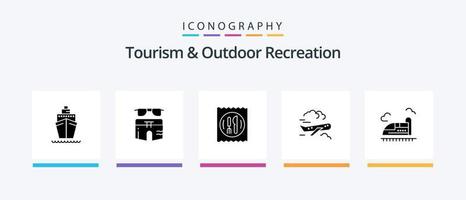 turismo e recreação ao ar livre glifo 5 pacote de ícones incluindo bala. avião. calças. avião. tabela. design de ícones criativos vetor