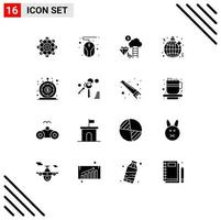 16 ícones criativos, sinais e símbolos modernos de empréstimo, finanças, festa em nuvem, música de festa, elementos de design vetorial editáveis vetor