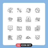 16 ícones criativos sinais e símbolos modernos de elementos de design de vetor editáveis de produtividade de bola de sistema de jogo de alto-falante