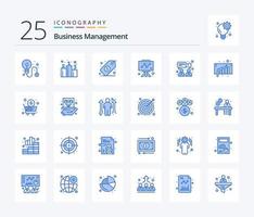 pacote de ícones de 25 cores azuis de gerenciamento de negócios, incluindo finanças. o negócio. gestão. gráfico. o negócio vetor
