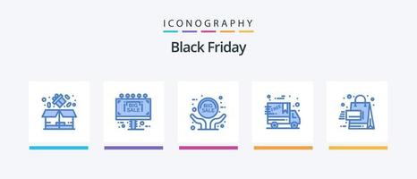 Black Friday Blue 5 Icon Pack, incluindo vendas. vendas. grande venda. Entrega. sexta-feira preta. design de ícones criativos vetor