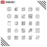 25 linhas temáticas de vetores e símbolos editáveis de elementos de design de vetores editáveis de cartão de compras de pacote