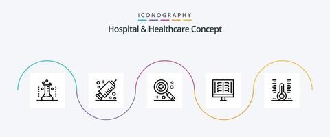 pacote de ícone de linha 5 de conceito de hospital e saúde, incluindo cuidados de saúde. raio X. cuidados de saúde. costelas. radiologia vetor