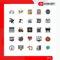 25 ícones criativos sinais modernos e símbolos de ação de graças global comida de computador pensando elementos de design de vetores editáveis