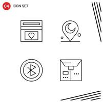 4 ícones criativos, sinais e símbolos modernos de fundo, casamento, computador, rede muçulmana, elementos de design de vetores editáveis