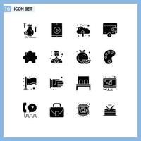 16 ícones criativos sinais e símbolos modernos de filme de carteira de extensão novo upload de elementos de design de vetores editáveis