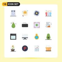 16 ícones criativos sinais e símbolos modernos de moedas de frutas pera abacate pacote editável competitivo de elementos de design de vetores criativos