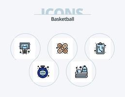 linha de basquete cheia de ícones do pacote 5 design de ícones. roupas. esporte. realização. sumo. garrafa vetor