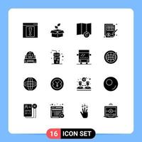 grupo de símbolos de ícones universais de 16 glifos sólidos modernos de cosmonauta, dinheiro, poder, justiça, equilíbrio, elementos de design vetorial editáveis vetor