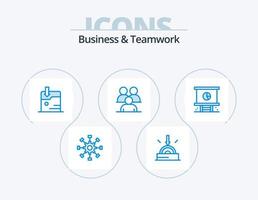 design de ícones do pacote de 5 ícones azuis de negócios e trabalho em equipe. grupo. conferência. tecnologia. o negócio. tecnologia vetor