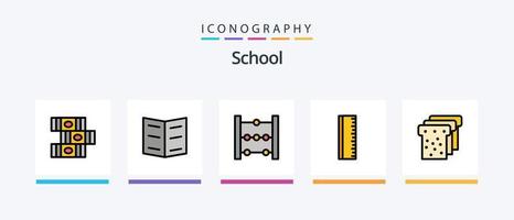 linha escolar cheia de 5 ícones incluindo equipamento. Educação. Educação. mundo. Sino. design de ícones criativos vetor