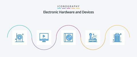 pacote de ícones de 5 dispositivos azuis, incluindo eletrônico. dispositivos. televisão. disco. compactar vetor