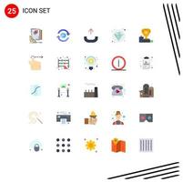 25 ícones criativos, sinais e símbolos modernos de elementos de design vetoriais editáveis de diamante de computação de taça campeã vetor