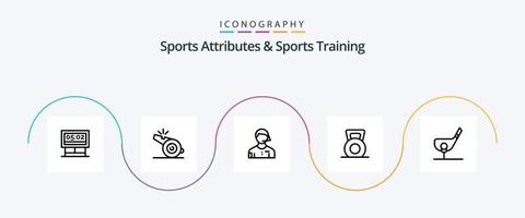 atributos esportivos e pacote de ícones da linha 5 de treinamento esportivo, incluindo objetivo. academia. árbitro. ginástica. juiz vetor