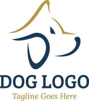 o logotipo é a forma de uma cabeça de cachorro combinada com a letra d vetor