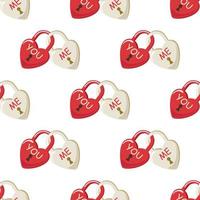 padrão perfeito de cadeados de coração entrelaçados em fundo isolado. design de amor romântico para celebração de amor e dia de casamento, cartões, convites, scrapbooking, têxteis, artesanato em papel. vetor