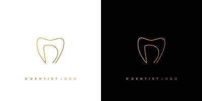 o design do logotipo do dente da letra d é único e atraente vetor