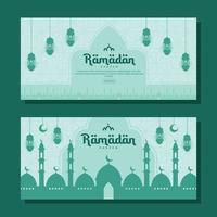 ilustração de banner horizontal do ramadã em design plano vetor