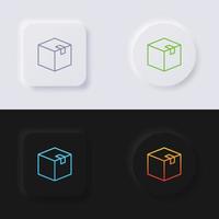 conjunto de ícones de caixa, design de interface do usuário suave de botão de neumorfismo multicolorido para web design, interface do usuário de aplicativo e muito mais, conjunto de ícones, botão, vetor. vetor