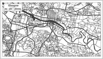 mapa da cidade de glasgow escócia em estilo retrô. mapa de contorno. vetor