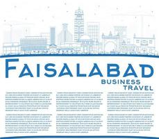 delineie o horizonte da cidade de faisalabad paquistão com edifícios azuis e espaço de cópia. vetor