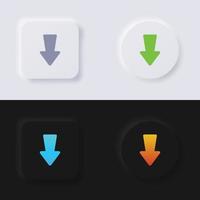 conjunto de ícones de botão de download, design de interface de usuário suave de botão de neumorfismo multicolorido para web design, interface de usuário de aplicativo e muito mais, botão, vetor. vetor