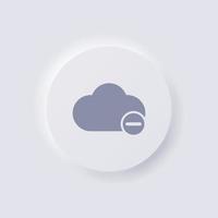 ícone de nuvem com símbolo de menos, design de interface do usuário suave de neumorfismo branco para web design, interface do usuário do aplicativo e muito mais, botão, vetor. vetor