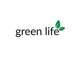 modelo de design de logotipo de folha de emblema abstrato de vida verde vetor