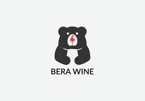 design de logotipo de restaurante de emblema abstrato de vinho de urso vetor