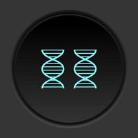 ícone de botão redondo, genoma, dna. banner de botão redondo, interface de crachá para ilustração de aplicativo em fundo escuro vetor