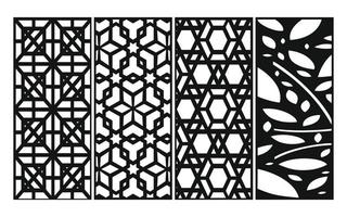 padrões pretos com fundo branco, vetores islâmicos com painéis florais para corte a laser cnc