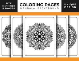 página de coloração de padrão floral de mandala para relaxamento de adultos, fundo de mandala de páginas para colorir, páginas para colorir de mandala em preto e branco, vetor de padrão de arte de linha delineado desenhado à mão de mandala