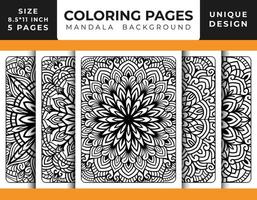 página de coloração de padrão floral de mandala para relaxamento de adultos, fundo de mandala de páginas para colorir, páginas para colorir de mandala em preto e branco, vetor de padrão de arte de linha delineado desenhado à mão de mandala