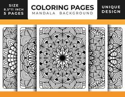 página de coloração de padrão floral de mandala para relaxamento de adultos, fundo de mandala de páginas para colorir, páginas para colorir de mandala em preto e branco, vetor de padrão de arte de linha delineado desenhado à mão de mandala