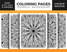 página de coloração de padrão floral de mandala para relaxamento de adultos, fundo de mandala de páginas para colorir, páginas para colorir de mandala em preto e branco, vetor de padrão de arte de linha delineado desenhado à mão de mandala