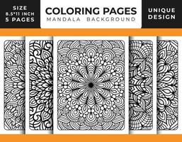 página de coloração de padrão floral de mandala para relaxamento de adultos, fundo de mandala de páginas para colorir, páginas para colorir de mandala em preto e branco, vetor de padrão de arte de linha delineado desenhado à mão de mandala