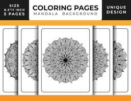 página de coloração de padrão floral de mandala para relaxamento de adultos, fundo de mandala de páginas para colorir, páginas para colorir de mandala em preto e branco, vetor de padrão de arte de linha delineado desenhado à mão de mandala