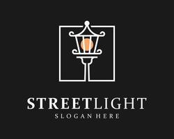 poste de poste de iluminação poste de iluminação antigo clássico design de logotipo de vetor tradicional