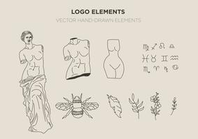 coleção de elementos de design de logotipo boho vetor