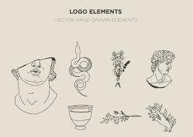 coleção de elementos de logotipo grego vetor