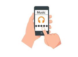 ilustração de ouvir streaming de música online em um smartphone. adequado para diagramas, infográficos, ilustração de livro, ativo de jogo e outros ativos gráficos relacionados vetor