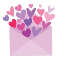 um envelope com corações. coração, um símbolo de amor e dia dos namorados. ilustração vetorial vetor