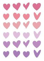 um conjunto de corações rosa. um símbolo de amor. ilustração destacada em um fundo branco. vetor