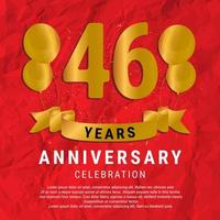 Comemoração dos 46 anos. fundo de cartão de feliz aniversário de luxo com balões de elementos e fita com efeitos de brilho. vermelho abstrato com confete e fita dourada. ilustração vetorial eps10 vetor