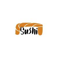 ilustração estilizada do logotipo de sushi com letras e salmão vetor