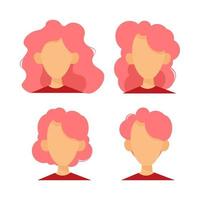 conjunto de avatares de mulher com cabelo rosa vetor