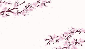 fundo com flor de cerejeira. um ramo com flores de cerejeira isoladas em um fundo branco. sakura japonesa. ilustração vetorial vetor