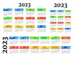 calendário para 2023 isolado em um fundo branco vetor