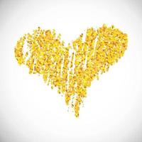 coração de glitter dourado desenhado à mão. símbolo do amor. ilustração vetorial vetor